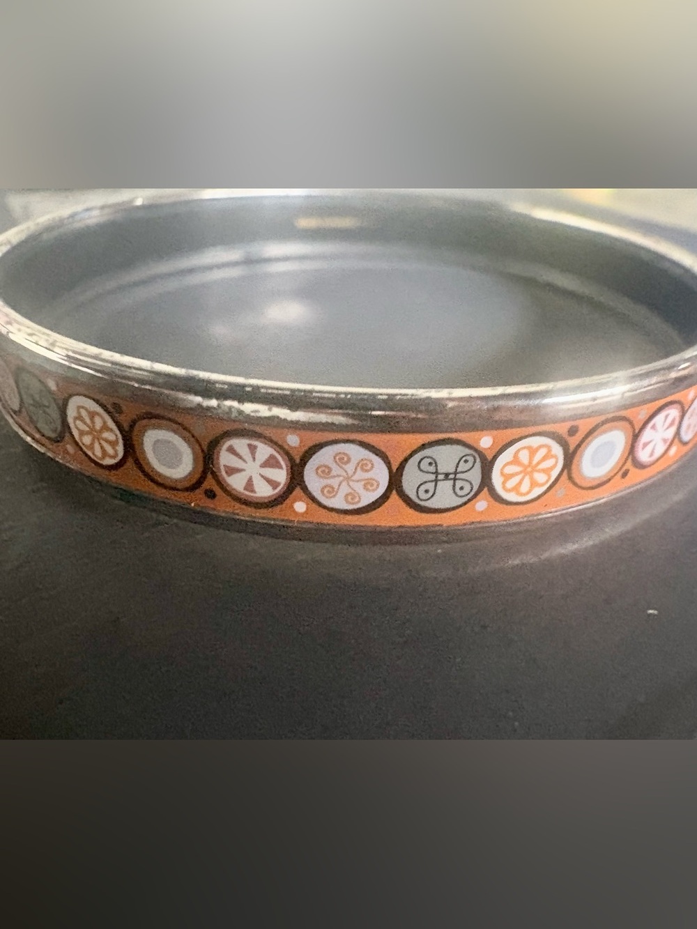 Authentic Vintage Hermès Paris Austria Orange Enamel Medallion L Bangle Bracelet - Picture 2 of 11
